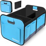 Homeve Trunk Organizer for Car, Car Storage, Reinforced Handles, Collapsible Multi-Compartment Car Organizers Foldable and Waterproof, 600D Oxford Polyester, Suitable for Any Car, SUV, Mini-Van, Blue