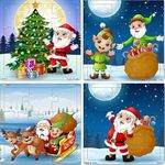 Fiddlys Wooden Jigsaw Puzzles for Kids & Children - 9 Pieces (Christmas Pack of 4) Age 3+