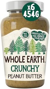 Whole Earth Crunchy Peanut Butter, 6 x 454 g Jars, Original Nut Spread Made with All Natural Ingredients, No Added Sugar, Gluten Free, Vegetarian & Vegan Friendly, Multi Pack