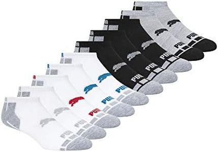 PUMA Kids' 10 Pack Low Cut Socks, White/Multi, 7-8.5