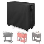 Kingling Cooler Cart Cover Fits Keter 89.8 Quart Patio Cooler, Waterproof Patio Party Rolling Ice Chest with Wheels Outdoor Cooler Cart Cover Black - 38''L x24''W x35''H