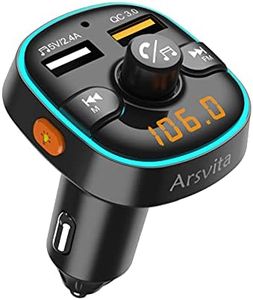 Arsvita Bluetooth FM Transmitter for Car, Radio Receiver/Audio Adapter with Dual Car Charger, Support QC3.0 Quick Charging, Hands-Free Calling and Hi-Fi Sound Playback, Black