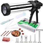 Ftimda Upgrade stainless steel large capacity beef jerky gun kit, Meat gun, Jerky cannon, deer jerky gun, With 5 Nozzles 5 Brushes and 1 Meat Pusher