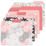 Charcoal & Coral File Folders Value Pack - Set of 24 (6 Designs) 1/3 Cut Staggered Tabs, Bright, Pink Colorful Designs, Office Supplies, Letter Size, 9 ½ x 11 ¾ Inches…