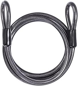 DELSWIN Security Steel Cable with Loops - 3/8 inch (10 mm) Thick (6' or 15') Heavy Duty Bike Steel Cable Vinyl Coated Braided Cable for U-Lock and Padlock