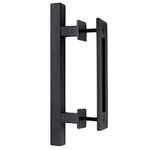 Hedume 12" Sliding Barn Door Handle Pull and Flush Hardware Set, Heavy Duty Solid Carbon Steel Rustic Style, Fit Doors Up to 1 3/4"