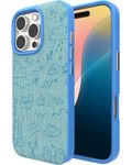 ZAGG London Snap Case for iPhone 16 Pro Max - Embroidered Doodle Fabric Design, MagSafe Compatible, 13ft Drop Protection with Graphene, Slim & Lightweight, Wireless Charging Compatible, Blue