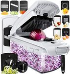 Fullstar Vegetable Chopper, Cheese Slicer, Food Chopper, Veggie Chopper, Onion Chopper, Vegetable Chopper with Container, Mandoline Slicer & Cheese Grater (11 in 1 - White)