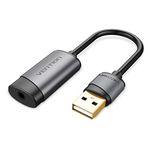 VENTION USB Sound Card USB to 3.5mm Jack Audio Adapter USB Headphone Aux Adapter External Sound Cards TRRS Mic Supported Compatible with PC, Laptop, Headset, PS5/4, Mac and more