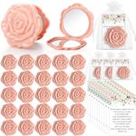 FoldTier 50 Sets Bridal Shower Party Favors for Guests 50 Small Rose Compact Mirror Bulk Wedding Favors 50 Thank You Cards and Organza Bags Wedding Party Guests Souvenir Gift