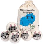 Wool Dryer Balls Organic Felt 6 Pack Laundry Fabric Softener, Extra Large Reusable Handmade Natural Sheep Wool Lint Wrinkle Free Anti Static Baby Safe (Cat)