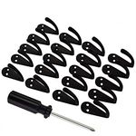 HOVEOX 20 Pcs Bronze Single Hooks Coat Wall Mounted Single Hooks Hangers No Scratch Robe Hooks Equipped with 40 Pcs Screws & a Free Screwdriver for Bath Kitchen Garage Heavy Duty, Black