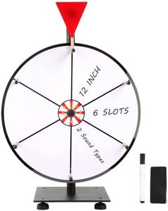 Hooomyai 12 Inch Heavy Duty Spinning Wheel with 6 Blank Slots Tabletop Prize Wheel Spinner with Iron Stand, DIY Wheel Dry Erase Markers and Eraser for Carnival Trade Show