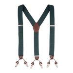 The Tie Hub Solid Y Back Clip On Suspender For Men (Green with Brown)