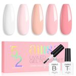 AILLSA Pink Gel Nail Polish Set French Manicure White Pink Nude Gel Polish with Base and Top Coat,Light Baby Pink Colors Nail Polish Gel Neutral Soak Off U V Gel Starter Kit Gifts Nail Art Salon DIY