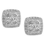 ZAVYA 925 Sterling Silver Square Cubic Zirconia CZ Rhodium Plated Stud Earrings | Gift for Women and Girls | With Certificate of Authenticity and 925 Hallmark