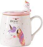 Unicorn Mug Cute Ceramic Coffee Mug with Lovely Unicorn Spoon, Morning Cup Novelty Coffee Tea Milk Mug for Girls Magic Unicorn Lovers 380ML