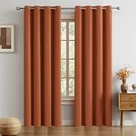 DUALIFE Rust Blackout Curtain for Living Room 108 Inches Long Burnt Orange Solid Curtains for Bedroom Thermal Insulated Grommet Window Treatment Panels Large Windows 60x108 Inch Length