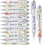 Ctosree 60 Pcs 60 Pcs Bible Verse Ballpoint Pens Christian Flower Pens Religious Inspirational Quotes Pens Retractable Ink Pens for Women Men School Office Supplies Christian Gifts