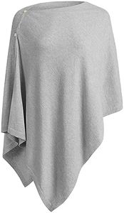 PULI Women's Versatile Knitted Scarf with Buttons Light Weight Spring Summer Autumn Shawl Poncho Cape Cardigan, Grey