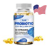 Raw Probiotics 100 Billion CFU Potency Digestive Immune Health 120 Capsules USA