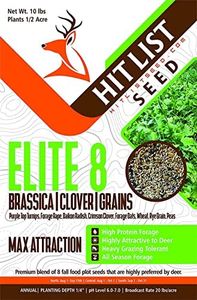 HIT LIST SEED® Elite 8 Fall Food Plot Seeds for Deer [ANNUAL MIX] - Deer Food Plot Seed - Deer Plot Seed Mix - Turnip, Radish, Brassica, Clover, Wheat, Rye, Oats, Peas - Fall Planting -10 lbs 1/2 Acre