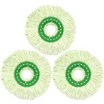 3 Pack Mop Head Replacement for Libman Tornado Spin Mop, Microfiber Spin Mop Replacement Head, Easy to Replace, Machine Washable, Green & White