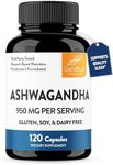 Sandhu's Ashwagandha Supplements for Men & Women | Extra Strength 950mg per Serving | Ashwagandha Root Extract Supports Quality Sleep, Focus & Positive Mood | 120 Capsules