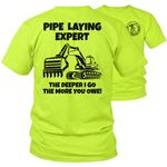 Armed American Supply Pipe Laying Expert - Pipe Layer- Hi Vis Safety Yellow Funny Construction Work Shirt, Hi Vis Safety Yellow, Small