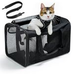 Conlun Cat Carrier Bag,Soft-Sided Pet Carriers for Dogs with 4-Sided Mesh,Airline Approved Cat Transport Carrier for Small&Medium Cats Kitten Puppy Up to 6Kg,Collapsible Cat Travel Carrier-M,Black