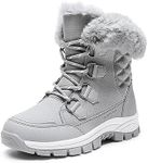 DREAM PAIRS Waterproof Snow Boots for Women, Faux Fur Cozy Warm Insulated Winter Boots Lace Up Mid-Calf Outdoor Shoes for Walking Hiking,Size 7.5,Light grey,SDSB2305W