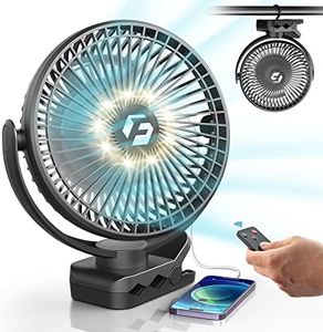 Korbot 8-inch Clip on Fan - 12000mAh Portable Fan Battery Rechargeable with 3 Speeds and Strong Airflow, USB Fan Small Desk Fan Personal Quiet Fan for Office Stroller Bedroom and Camping.