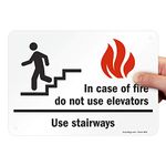 SmartSign - S-1651-PL-10 "In Case Of Fire Do Not Use Elevators, Use Stairways" Sign | 7" x 10" Plastic 10" x 7" Plastic