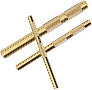 61360 3 Pc. Knurled Brass Drift Punch Set 25077 3/4 Inch 25076 1/2 Inch 25075 3/8 Inch Drift Punch Gold