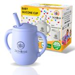 Zozobaa Silicone Drinking Training Sippy Cup/Glass with Straw,Lid & Easy Grip Handles for Toddlers|Spill Proof,Unbreakable 3 in 1-Open,Feeding & Sipper Cup for Kids/Baby 6+ Month,Purple - 120 Ml