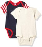 Marky G Apparel Baby Rib Bodysuit 2 Pack, Natural Heather/NV/RD/RD WH ST, 18 Months