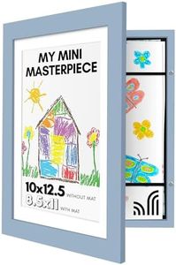 Americanflat 10x12.5 Kids Art Frame - Front Loading Picture Frame - Use as 8.5x11 Frame with Mat or 10x12.5 Frame Without Mat - My Mini Masterpiece - Holds 100 Artworks - Baby Blue