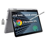 Samsung Chromebook Plus V2 2-in-1 Touchscreen Laptop, 12.2" WUXGA Display, Intel Celeron 3965Y Processor, 4GB RAM, 64GB eMMC, Wi-Fi 5, Bluetooth, Chrome OS, Light Titan, 128GB Hotface USB Card