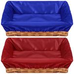 FillTouch 2 Pcs Large 16 x 12 Inches Church Offering Baskets Rectangle Rattan Collection Baskets for Church Woven Wicker Basket with Removable Liner for Receiving Gift Communion Supplies Bread Storage