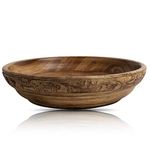 Beautiful Handmade 8" Decorative Wooden Snack Serving Bowl For Dry Fruits Chips Coffee Table Countertop Display Key Bowl Tableware Kitchen Living Room Home Decor Accents Dinnerware