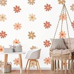 Qeeenar 36 Pcs Daisy Wall Decals Flower Wall Stickers Boho Daisy Wall Stickers Peel and Stick Floral Stickers Nursery Bedroom Living Room Wall Decor(Bright Daisy)