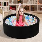 Zedachica Ball Pit for Toddlers 35.4''x11.8 Baby Ball Pit Soft Memory Foam Ball Pit Round Kids Ball Pit Indoor and Outdoor Game Kids Play Ball Pool Ideal Gift for Girls and Boys (Black, NO Balls)