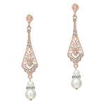 BABEYOND 1920s Vintage Rhinestone Earrings Flapper Accesories Gatsby Costume (Style 2 Rose Gold)