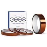 ELEGOO 4 Rolls High Temperature Heat Resistant Tape, 4 Packs 108FT High Temp Tape Polyimide Multi-Size Bundle 1/8'',1/4'',1/2'',1'' with Silicone Adhesive for Masking, Soldering, Powder Coating etc