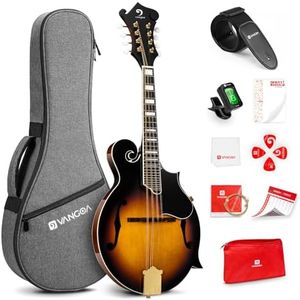 Vangoa F-Style Mandolins Instrument 29-Fret, 8 String Acoustic Mandolin With Protective Plate, for Beginner Adults, Sunburst