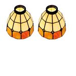 HUIMEIJU Tiffany glass single lampshade 2PCS set Orange glass fan lamp, wall lamp, chandelier replacement lampshade 6 inch stained glass single lampshade