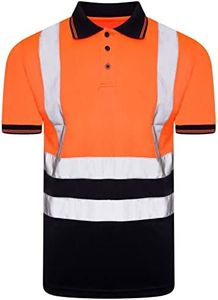 Hi Viz High Visibility Short Sleeve Polo Shirts Men's Reflective Tape Safety Hi Vis Security Work Breathable Lightweight Workwear T-Shirt Top (UK, Alpha, XL, Regular, Regular, Orange Navy)