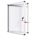 Swansea Enclosed Bulletin Board Lockable White Board Noticeboard with Door Wall Display Case for School Office 98x72cm(9xA4)