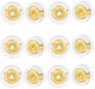 Gold Earring Backs for Droopy Ears, 14Pcs 18K Gold Rubber Earring Backings for Studs Heavy Earrings, Clear Silicone Earring Backers Pierced Replacement Backer,Gold