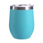 Gteller 12 oz Stainless Steel Wine Tumbler Stemless Glasses with Lid, Double Wall Insulated Travel Mug Perfect for Wine, Coffee, Drinks, Champagne, Cocktails (Light Blue)